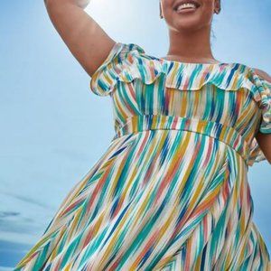 Mini Gauze Cold Shoulder Skater Dress Size 6(30/32)